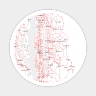 Seattle red & white map Magnet